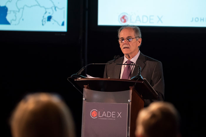 Eric Toner, MD, speaking at Clade X on May 15, 2018 in Washington, DC.