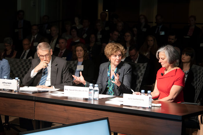 Member, US House of Representatives, Susan Brooks speaking information at Clade X on May 15, 2018 in Washington, DC.