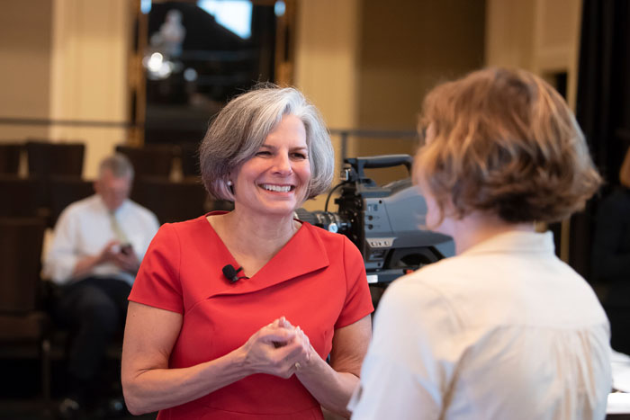 Julie Gerberding at a break session photos for Clade X on May 15, 2018 held in Washington, DC.