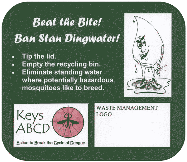 Figure 2. Cartoon character used in public relations campaign to control dengue outbreaks, Florida, USA, 2009-2011.