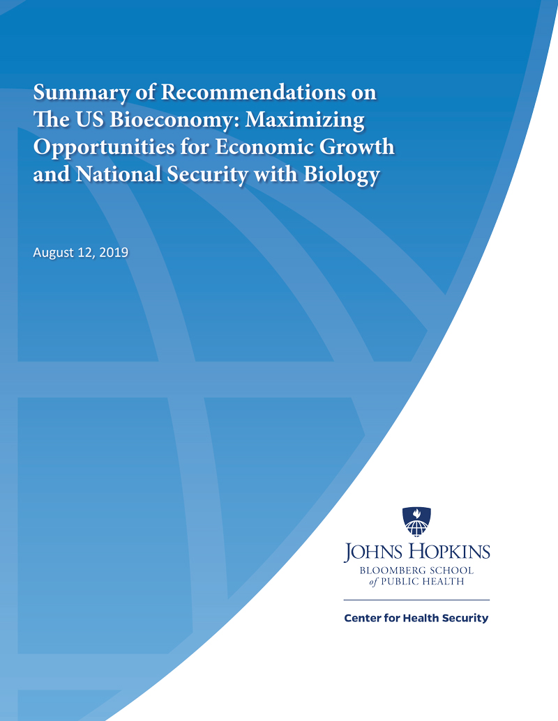 Report cover: Summary of Recommendations on The US Bioeconomy: Maximizing Opportunities for Economic Growth and National Security with Biology